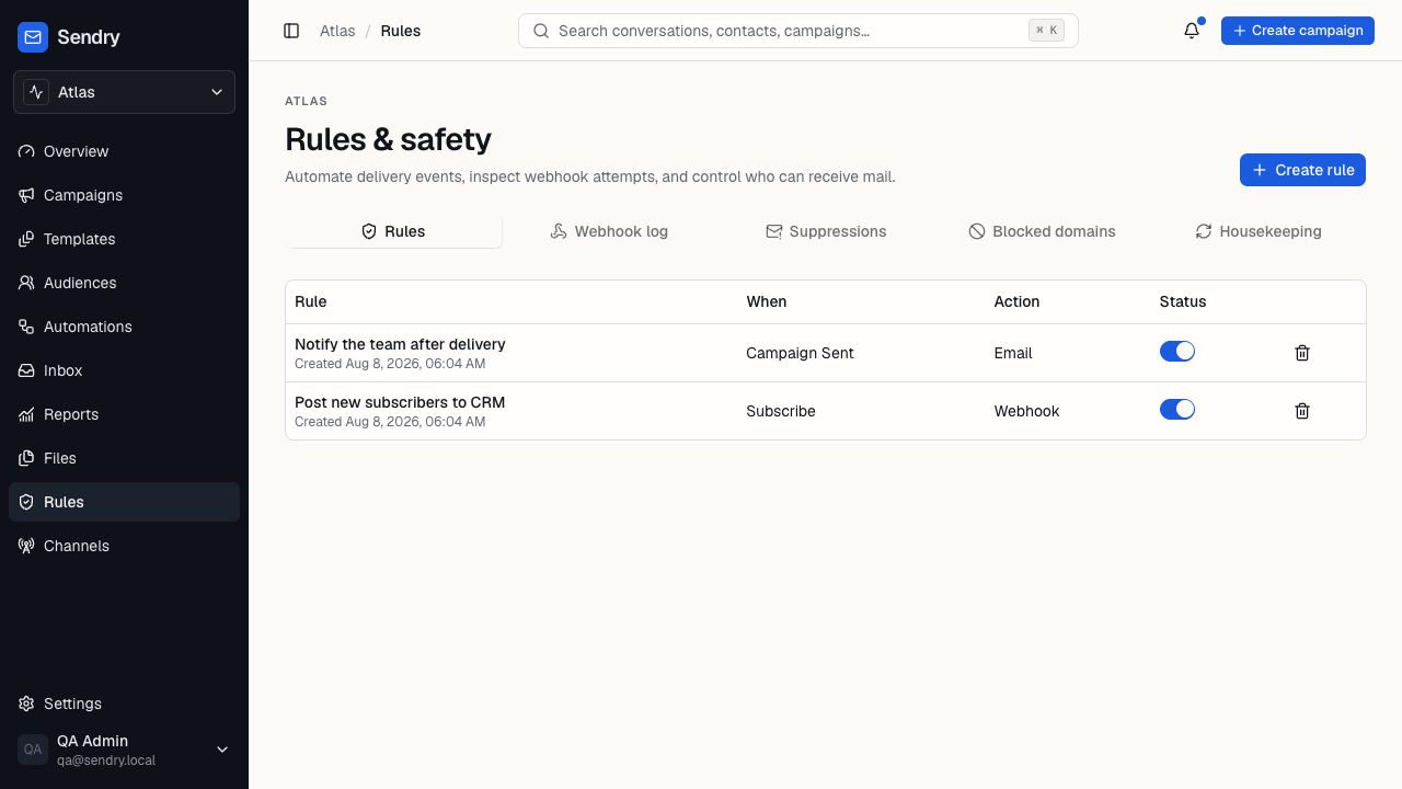 Sendry rules and safety management